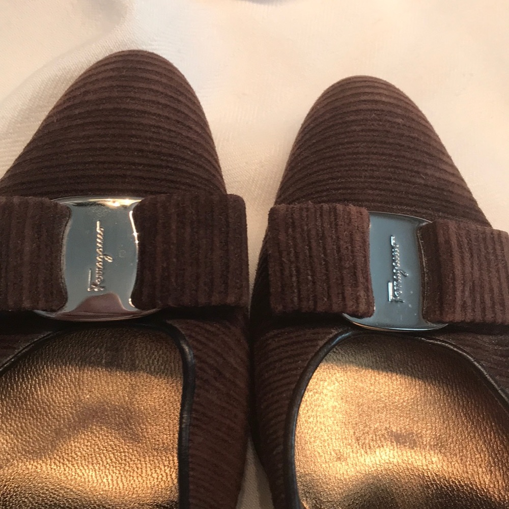 Salvatore Ferragamo Brown Corduroy Pumps - Picture 3 of 9
